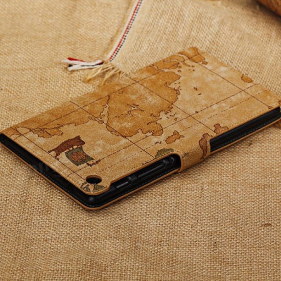 World Map PU Leather Wallet Case For Google Nexus 7 2nd Gen