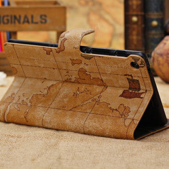 World Map PU Leather Wallet Case For Google Nexus 7 2nd Gen