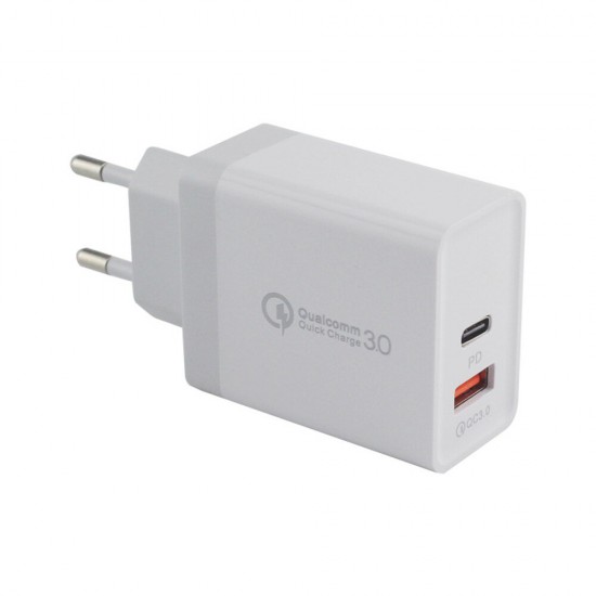 36W Dual USB Type C PD+QC3.0 Quick Charger Power Adapter for Smartphone Tablet 36W Dual USB Type C PD+QC3.0 Quick Charger Power Adapter for Smartphone Tablet
