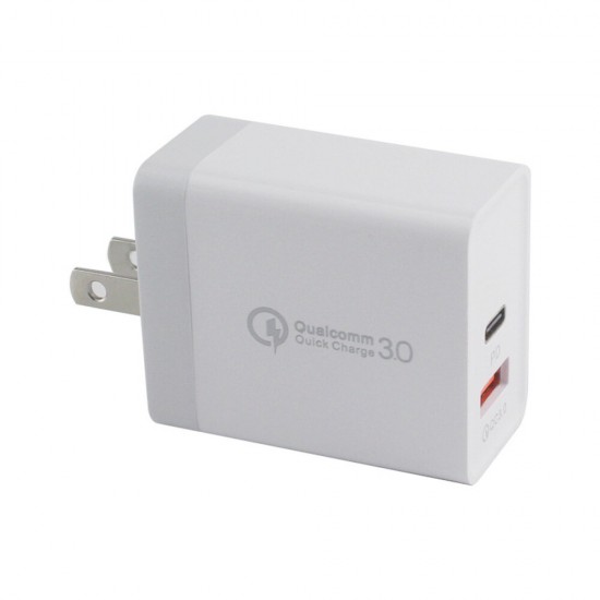 36W Dual USB Type C PD+QC3.0 Quick Charger Power Adapter for Smartphone Tablet