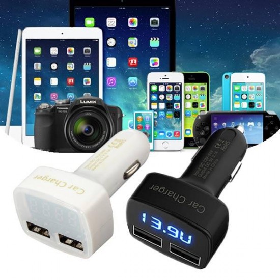 4in1 3.1A Dual Usb Car Charger Adapter Socket With LED Tester Volt Meterr 4in1 3.1A Dual Usb Car Charger Adapter Socket With LED Tester Volt Meterr