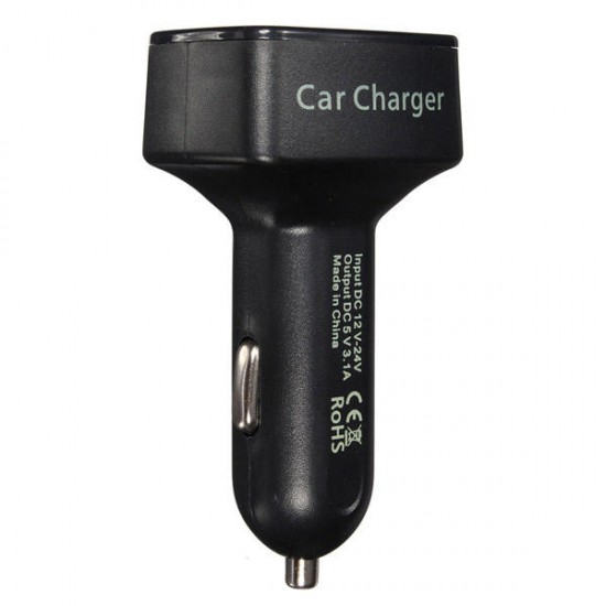 4in1 3.1A Dual Usb Car Charger Adapter Socket With LED Tester Volt Meterr