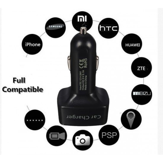 4in1 3.1A Dual Usb Car Charger Adapter Socket With LED Tester Volt Meterr