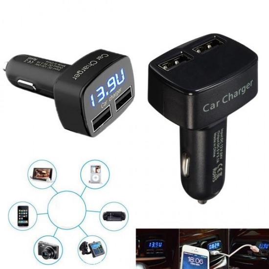 4in1 3.1A Dual Usb Car Charger Adapter Socket With LED Tester Volt Meterr 4in1 3.1A Dual Usb Car Charger Adapter Socket With LED Tester Volt Meterr
