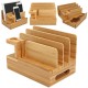 Bamboo Charging Dock Stand Holder Organizer For Apple Watch Smart Phone Tablet