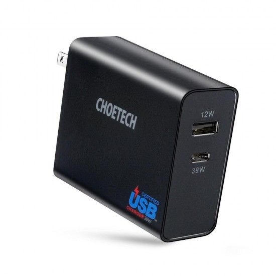 PD51W US Type C Dual Port Wall Charger Power Adapter for Smartphone Tablet PD51W US Type C Dual Port Wall Charger Power Adapter for Smartphone Tablet