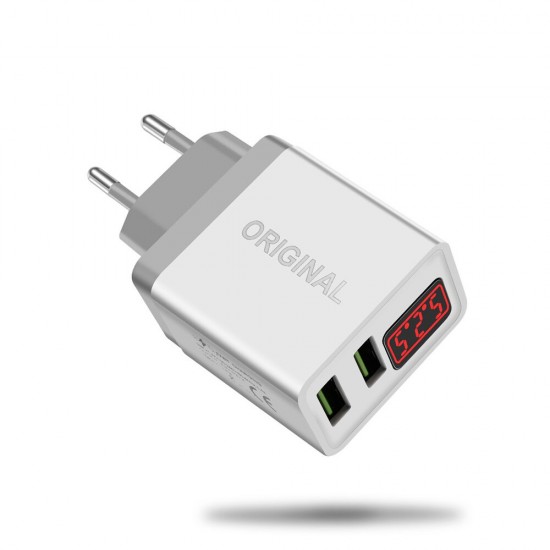 Dual USB EU Charger Power Adapter 5V 2.1A with Display for Smartphone Tablet Dual USB EU Charger Power Adapter 5V 2.1A with Display for Smartphone Tablet