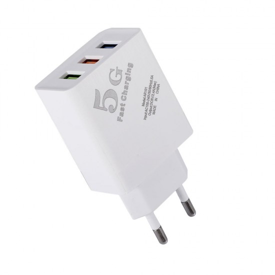 EU 5V 2.4A 3 USB Charger Power Adapter for Tablet Smartphone