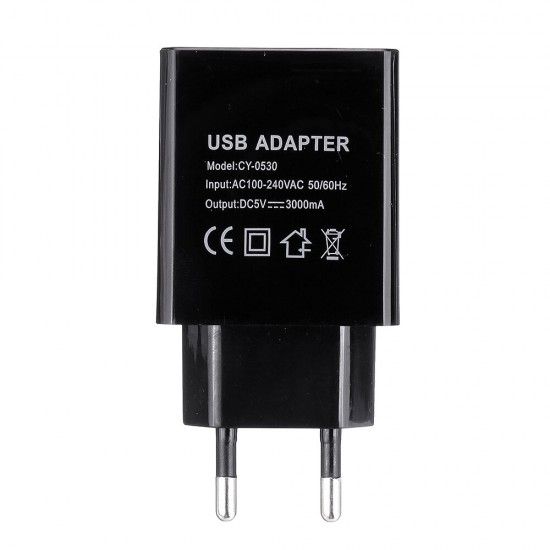 EU 5V 3A USB Charger Power Adapter for Tablet Smartphone