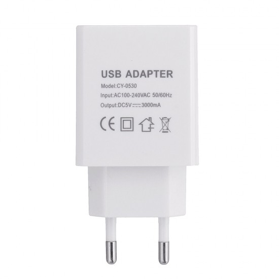 EU 5V 3A USB Charger Power Adapter for Tablet Smartphone