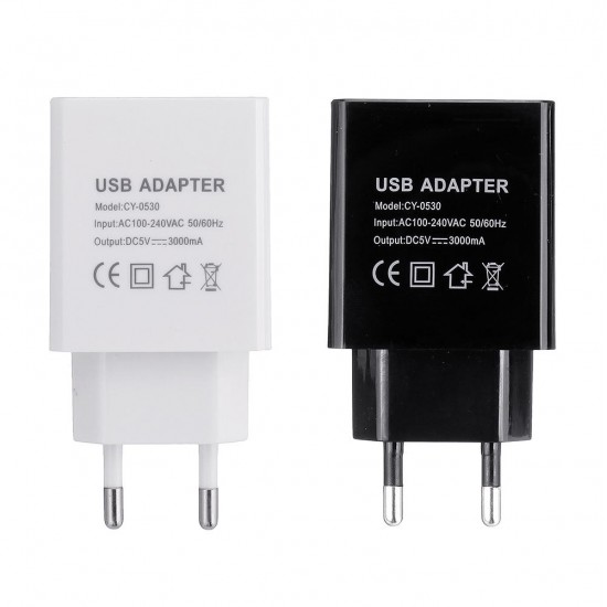 EU 5V 3A USB Charger Power Adapter for Tablet Smartphone