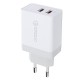 EU Dual USB QC3.0+2.4A Travel Charger Power Adapter for Tablet Smartphone