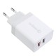 EU Dual USB QC3.0+2.4A Travel Charger Power Adapter for Tablet Smartphone