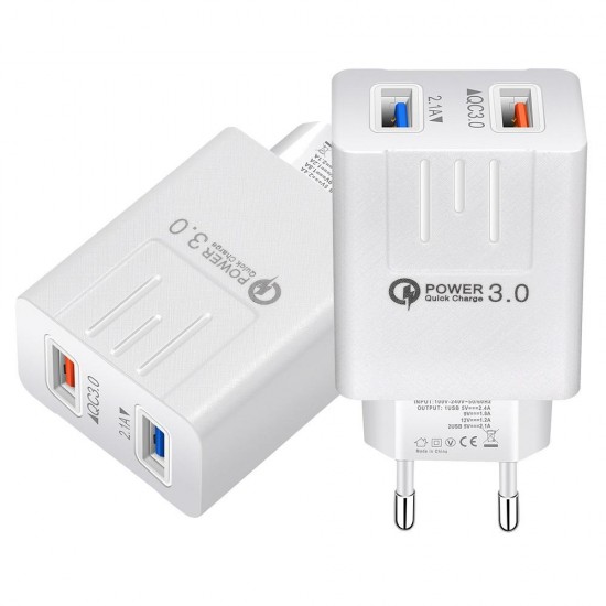 EU QC3.0 Dual USB Charger Power Adapter for Tablet Smartphone