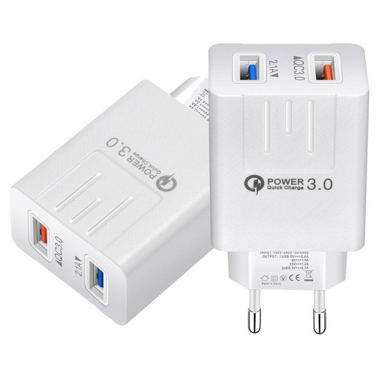 EU QC3.0 Dual USB Charger Power Adapter for Tablet Smartphone EU QC3.0 Dual USB Charger Power Adapter for Tablet Smartphone