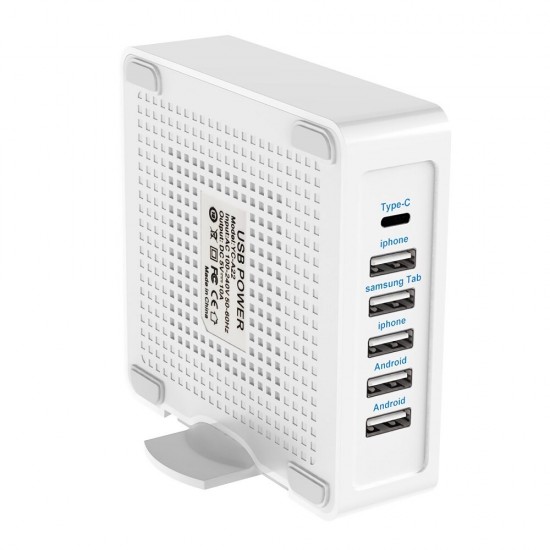 EU US 40W 5V2.4A 6 Ports Type-C USB Quick Charger Power Adapter for Tablet Smartphone EU US 40W 5V2.4A 6 Ports Type-C USB Quick Charger Power Adapter for Tablet Smartphone