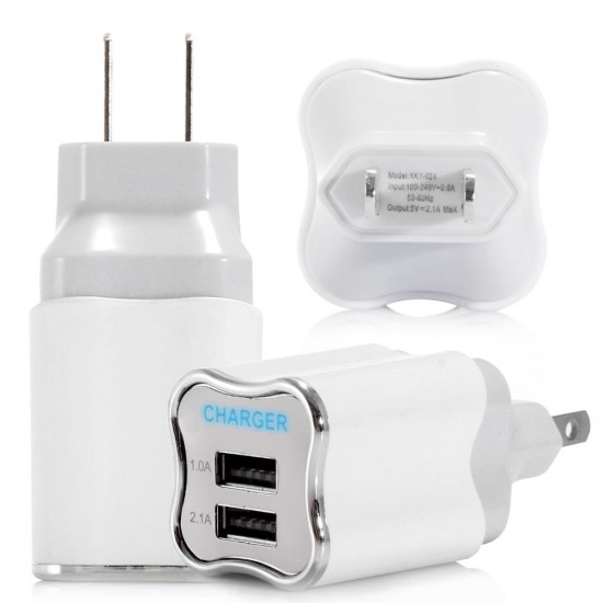 EU US 5V 2A Dual USB Charger Power Adapter For SmartphoneFor Tablet PC