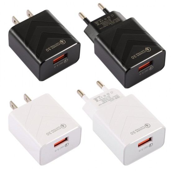 EU US QC3.0 3A USB Fast Charge Travel Charger Power Adapter for Tablet Smartphone