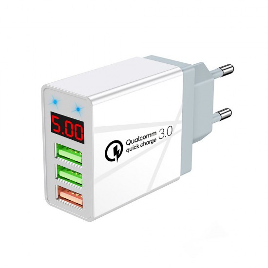Gragas 3Ports USB Fast Charging QC3.0 Quick Charge Power Adapter with Digital Display for Mobile Phone Tablet Gragas 3Ports USB Fast Charging QC3.0 Quick Charge Power Adapter with Digital Display for Mobile Phone Tablet