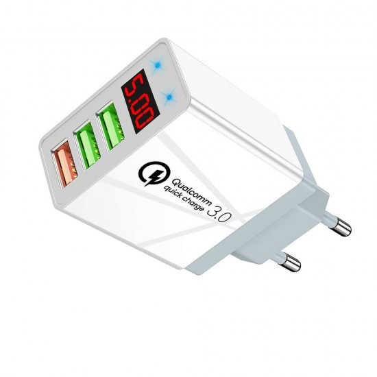 Gragas 3Ports USB Fast Charging QC3.0 Quick Charge Power Adapter with Digital Display for Mobile Phone Tablet Gragas 3Ports USB Fast Charging QC3.0 Quick Charge Power Adapter with Digital Display for Mobile Phone Tablet