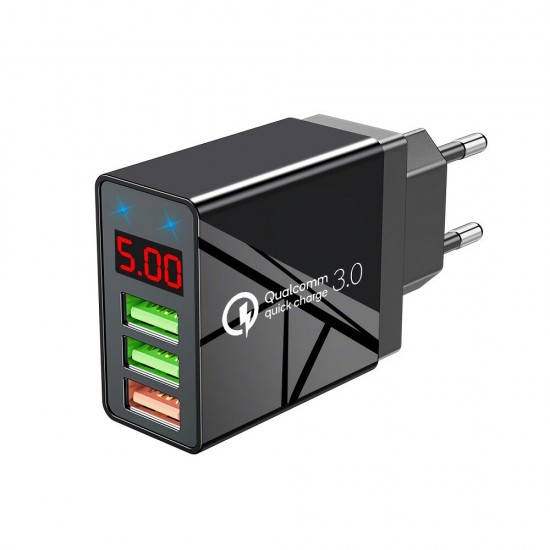 Gragas 3Ports USB Fast Charging QC3.0 Quick Charge Power Adapter with Digital Display for Mobile Phone Tablet Gragas 3Ports USB Fast Charging QC3.0 Quick Charge Power Adapter with Digital Display for Mobile Phone Tablet