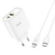 C57A EU Plug PD+QC3.0 Charger With Type C Cable for Tablet Smartphone