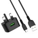 C70B UK QC 3.0 Charger Power Adapter With Micro USB Cable for Tablet Smartphone