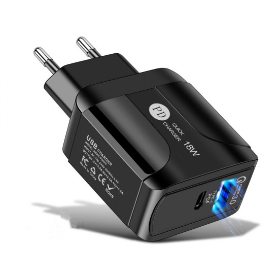 QC3.0+PD18W USB Quick Charger Power Adapter for Tablet Smartphone QC3.0+PD18W USB Quick Charger Power Adapter for Tablet Smartphone