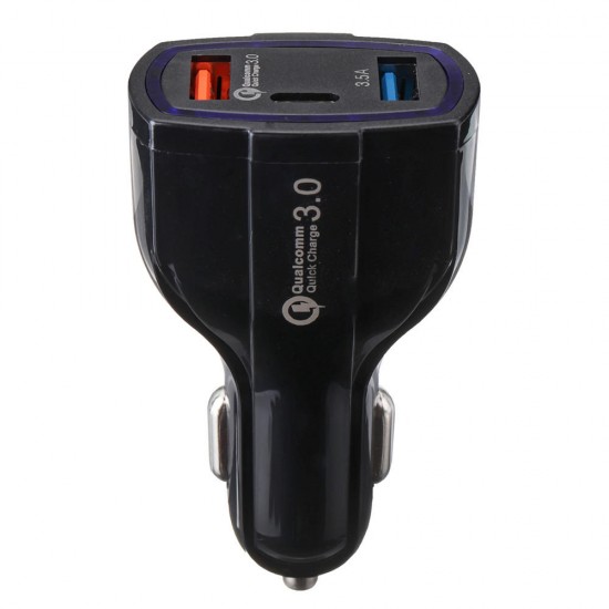 Quick Charge Dual USB Type-C Car Charger For Smartphone Tablet