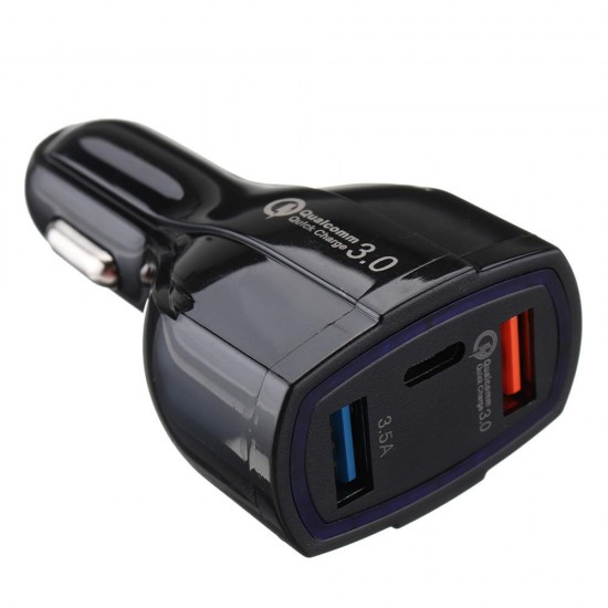 Quick Charge Dual USB Type-C Car Charger For Smartphone Tablet Quick Charge Dual USB Type-C Car Charger For Smartphone Tablet