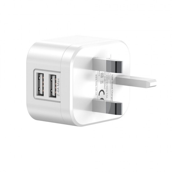 CACA-022 Dual USB 2.4A EU UK Power Adapter Travel Charger for Tablet Smartphone