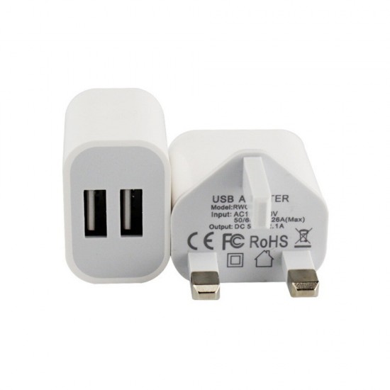 UK Dual USB 5V 2A Travel Charger Power Adapter for Tablet Smartphone