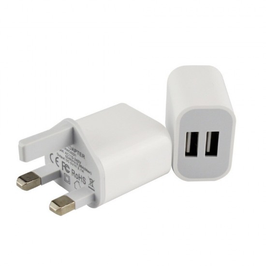 UK Dual USB 5V 2A Travel Charger Power Adapter for Tablet Smartphone