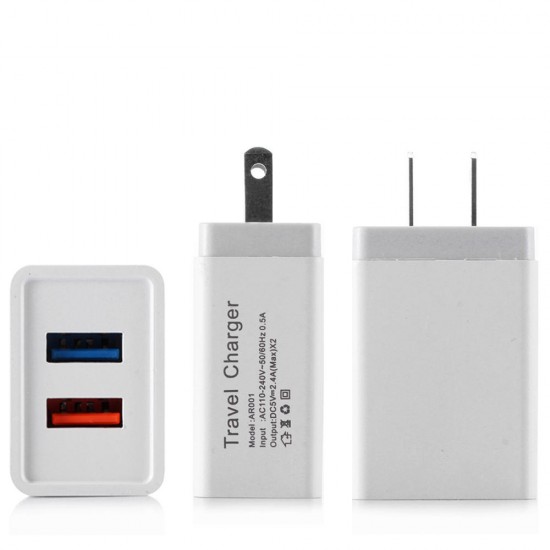 US EU 5V 2.4A Dual USB Travel Charger Power Adapter For Smartphone Tablet PC US EU 5V 2.4A Dual USB Travel Charger Power Adapter For Smartphone Tablet PC