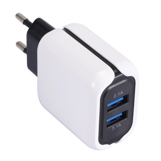 US EU 5V 3.1A Dual USB Charger Power Adapter For Smartphone Tablet PC