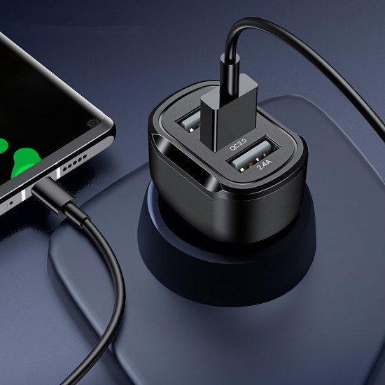US-CC100-1 C17 5V 2.4A 5V 1A QC3.0 3 USB Port Car Charger for Tablet Smartphone US-CC100-1 C17 5V 2.4A 5V 1A QC3.0 3 USB Port Car Charger for Tablet Smartphone
