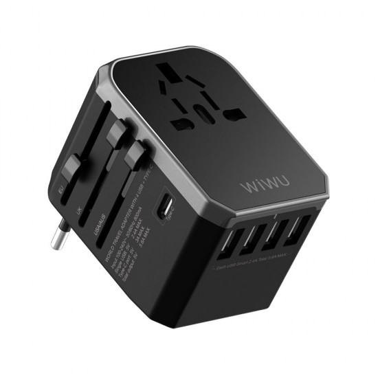UA 301 Charger Adapter Travel Charger with Contractive Plug 4 USB Ports Type C Port