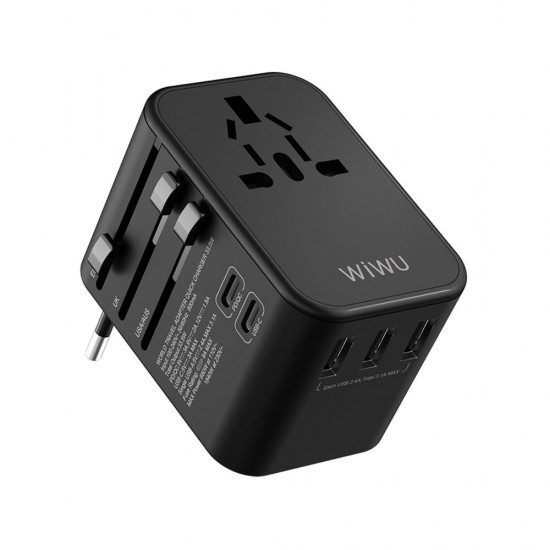 UA 303 Charger Adapter Travel Charger with Contractive Plug 3 USB Ports 2 Type C PD Port