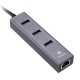 ZH2 Aluminum Alloy USB 3.0 to 3-Port USB 3.0 + 1000Mbps Gigabit RJ45 Ethernet Hub