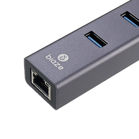 ZH2 Aluminum Alloy USB 3.0 to 3-Port USB 3.0 + 1000Mbps Gigabit RJ45 Ethernet Hub