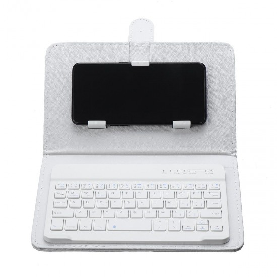 Portable PU Leather Wireless bluetooth Keyboard Case Holder For Smartphone Tablet