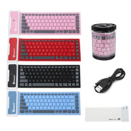 Waterproof Flexible Silicone Wireless bluetooth Mini Keyboard for Cell Phone Tablet