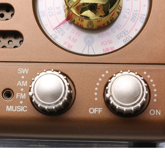 Portable Retro Radio AM FM SW bluetooth Speaker TF Card Slot Rechargeable