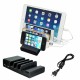 4 USB Charging Station Charger Dock Universal Charging Station Multi-function Stand Black for Tablet Mobile Phone