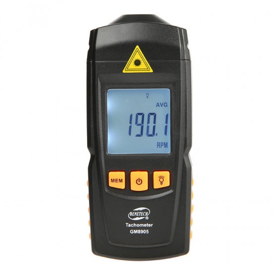 GM8905 Non Contact Handheld LCD Digital Laser Tachometer RPM Tach Tester Meter Motor Speed Gauge