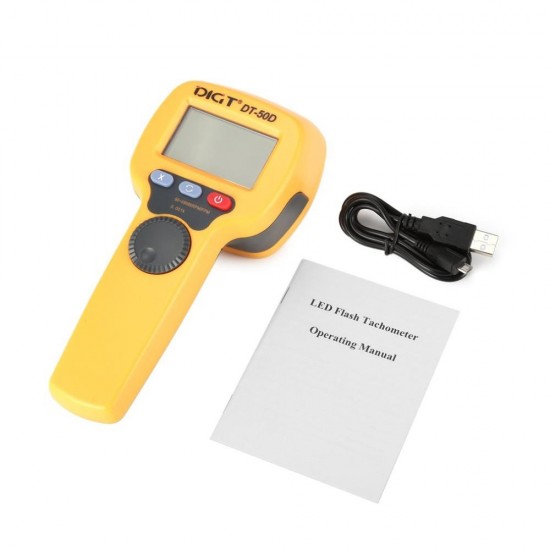 DT-50D 7.4V 1100mAh 60-49999 Strobes/min 750LUX Handhold LED Stroboscope Rotational Speed Measurement Flash Tachometer Velocimeter