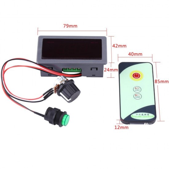 Durable DC 6V 12V 24V 5A/5A PWM Motor Speed Regulator Digital LED Display with IR Remote Controller Variable