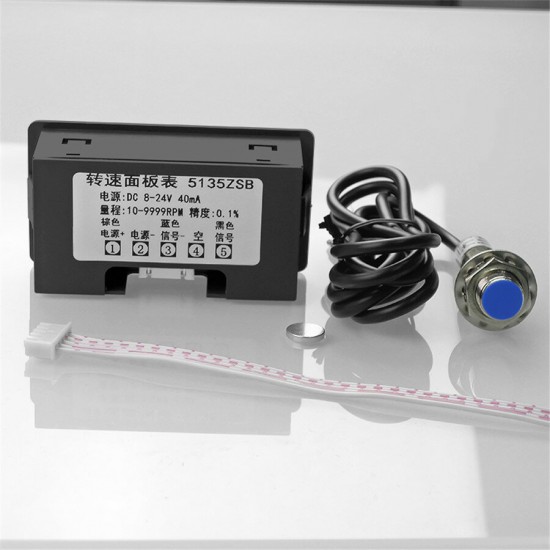 High Precision Digital Frequency Tachometer 0.56'' 4 LED DC 8-15V Car Motor Speed Meter RPM Speed Tester 5-9999R/M