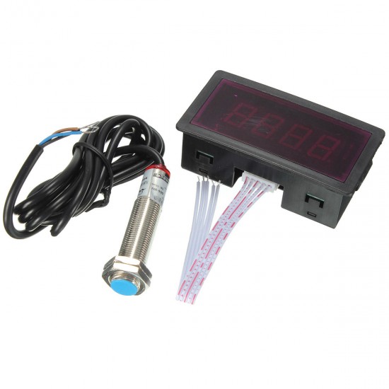 Red LED Tachometer RPM Speed Meter with Proximity Switch Sensor NPN