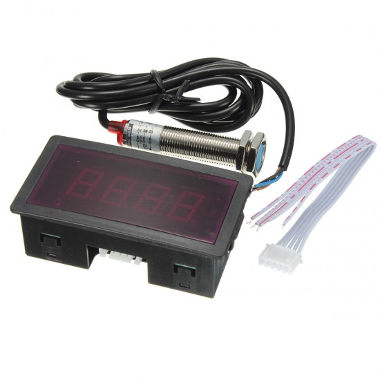 Red LED Tachometer RPM Speed Meter with Proximity Switch Sensor NPN
